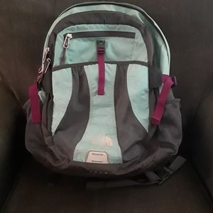 Teal & gray North Face Recon backpack, old style